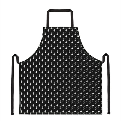 Black And White Lightning Pattern Print Apron