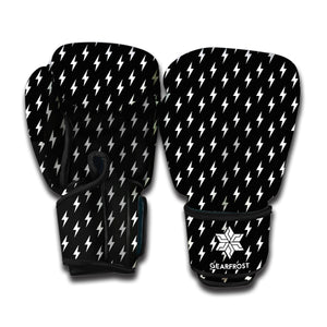 Black And White Lightning Pattern Print Boxing Gloves