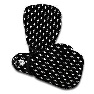 Black And White Lightning Pattern Print Boxing Gloves