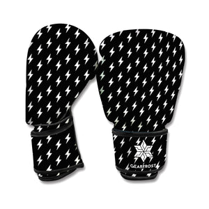 Black And White Lightning Pattern Print Boxing Gloves