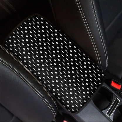 Black And White Lightning Pattern Print Car Center Console Cover