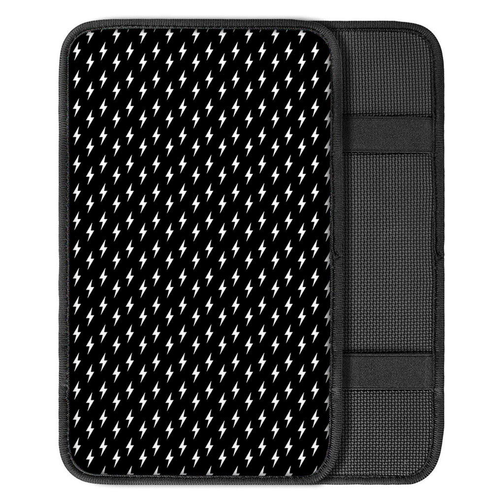 Black And White Lightning Pattern Print Car Center Console Cover