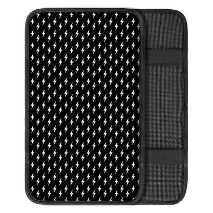 Black And White Lightning Pattern Print Car Center Console Cover