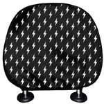 Black And White Lightning Pattern Print Car Headrest Covers