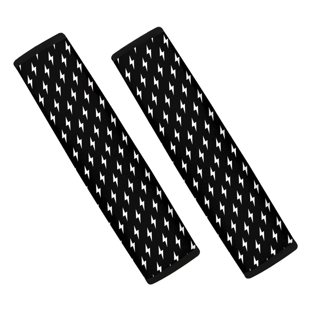 Black And White Lightning Pattern Print Car Seat Belt Covers