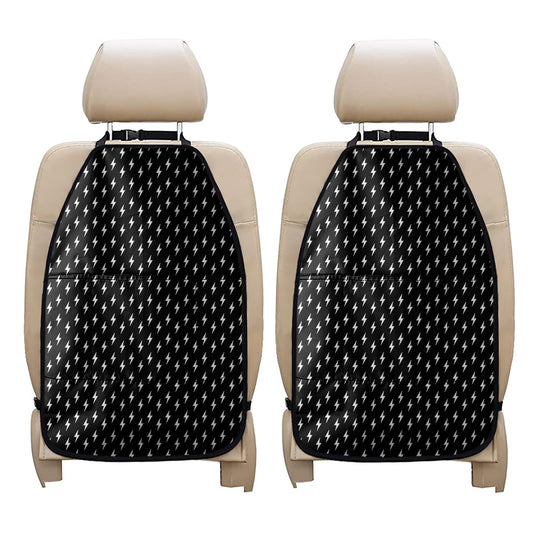 Black And White Lightning Pattern Print Car Seat Organizers
