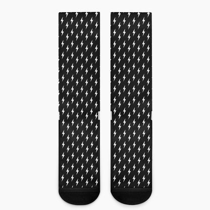 Black And White Lightning Pattern Print Crew Socks