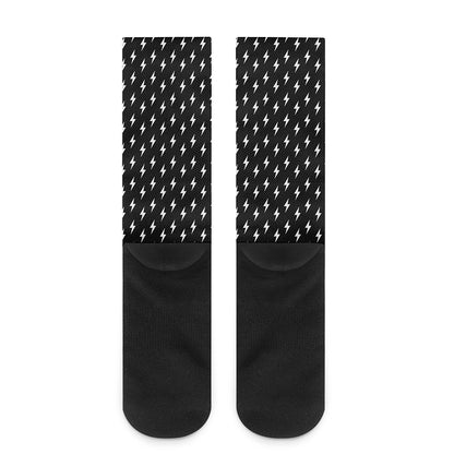 Black And White Lightning Pattern Print Crew Socks