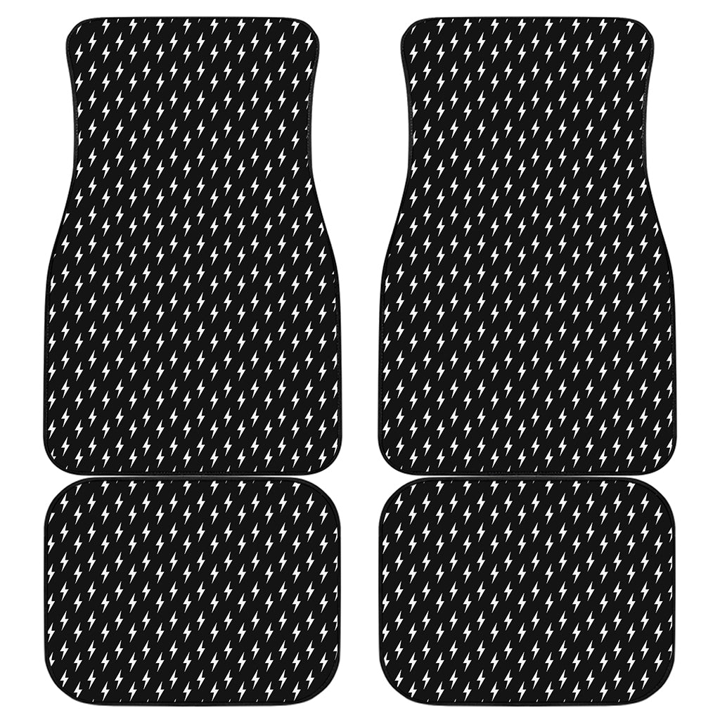Black And White Lightning Pattern Print Front and Back Car Floor Mats