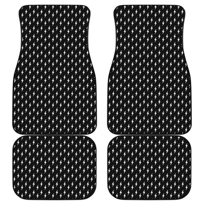 Black And White Lightning Pattern Print Front and Back Car Floor Mats
