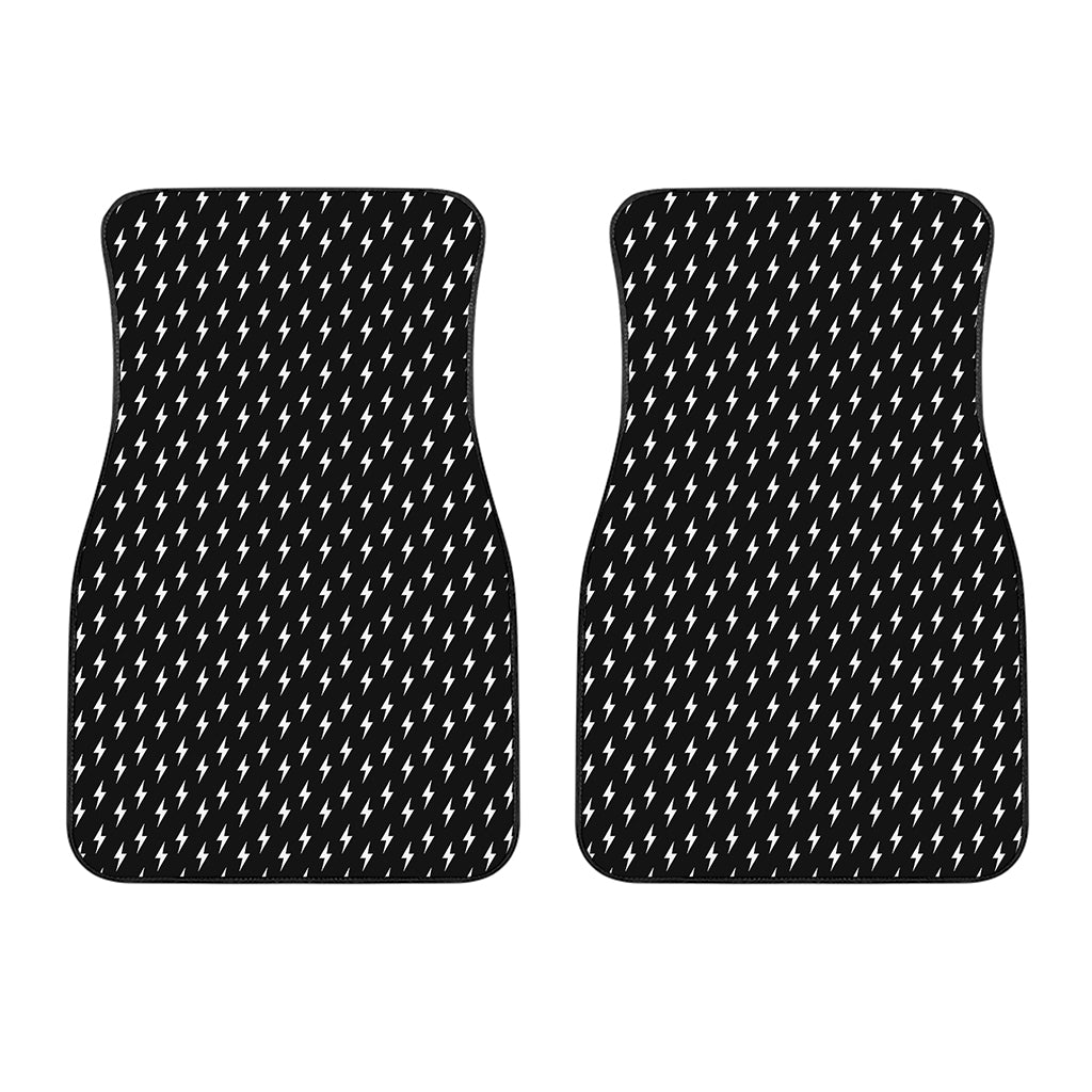 Black And White Lightning Pattern Print Front Car Floor Mats