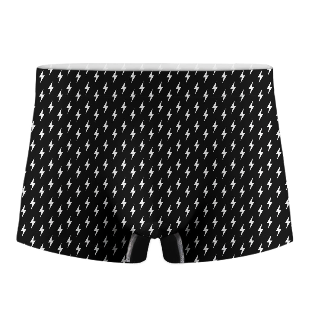 Black And White Lightning Pattern Print Men's Boxer Briefs