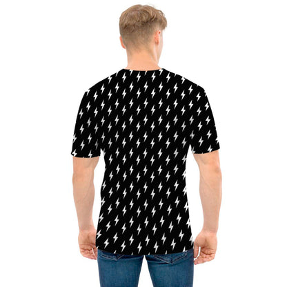 Black And White Lightning Pattern Print Men's T-Shirt