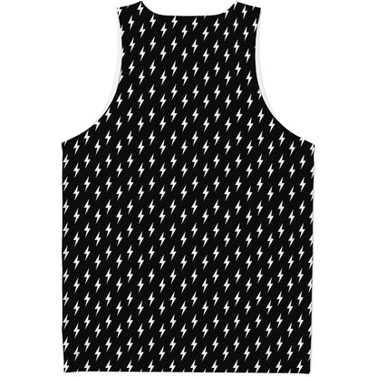 Black And White Lightning Pattern Print Men's Tank Top
