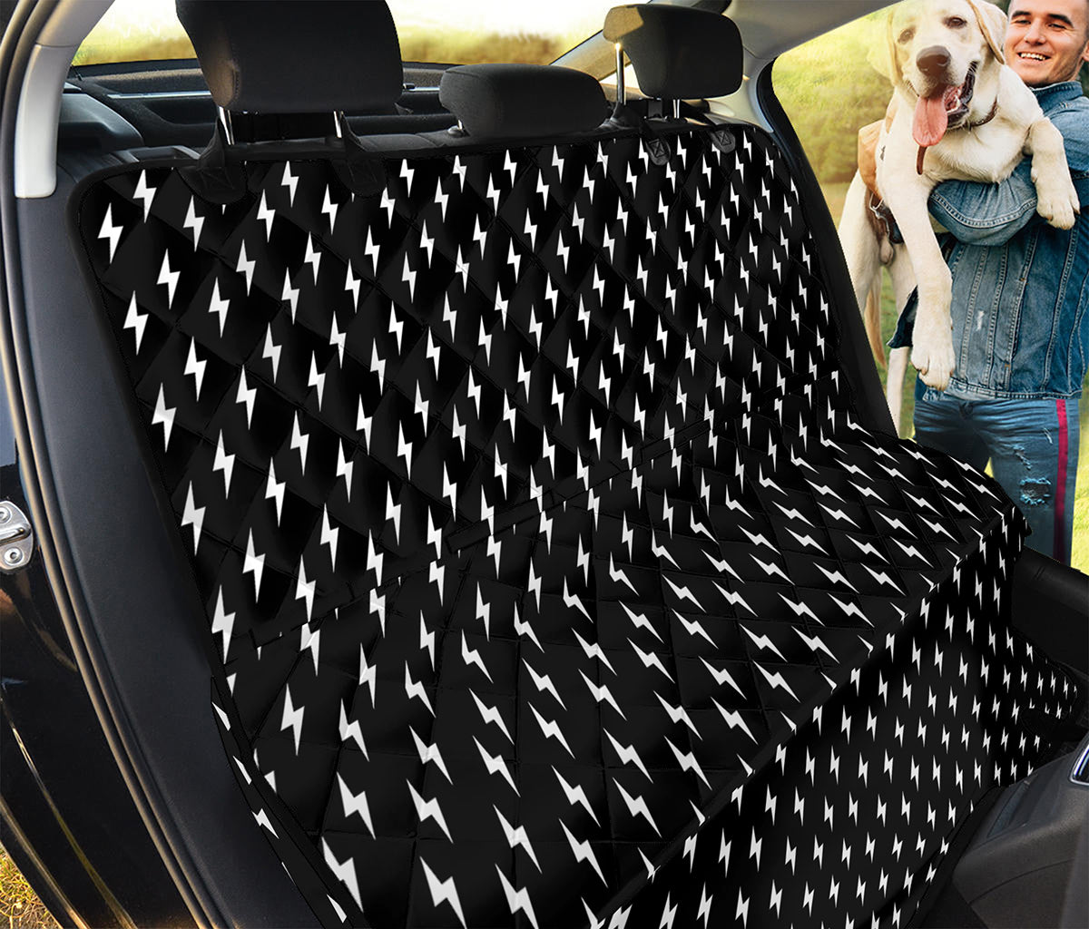 Black And White Lightning Pattern Print Pet Car Back Seat Cover