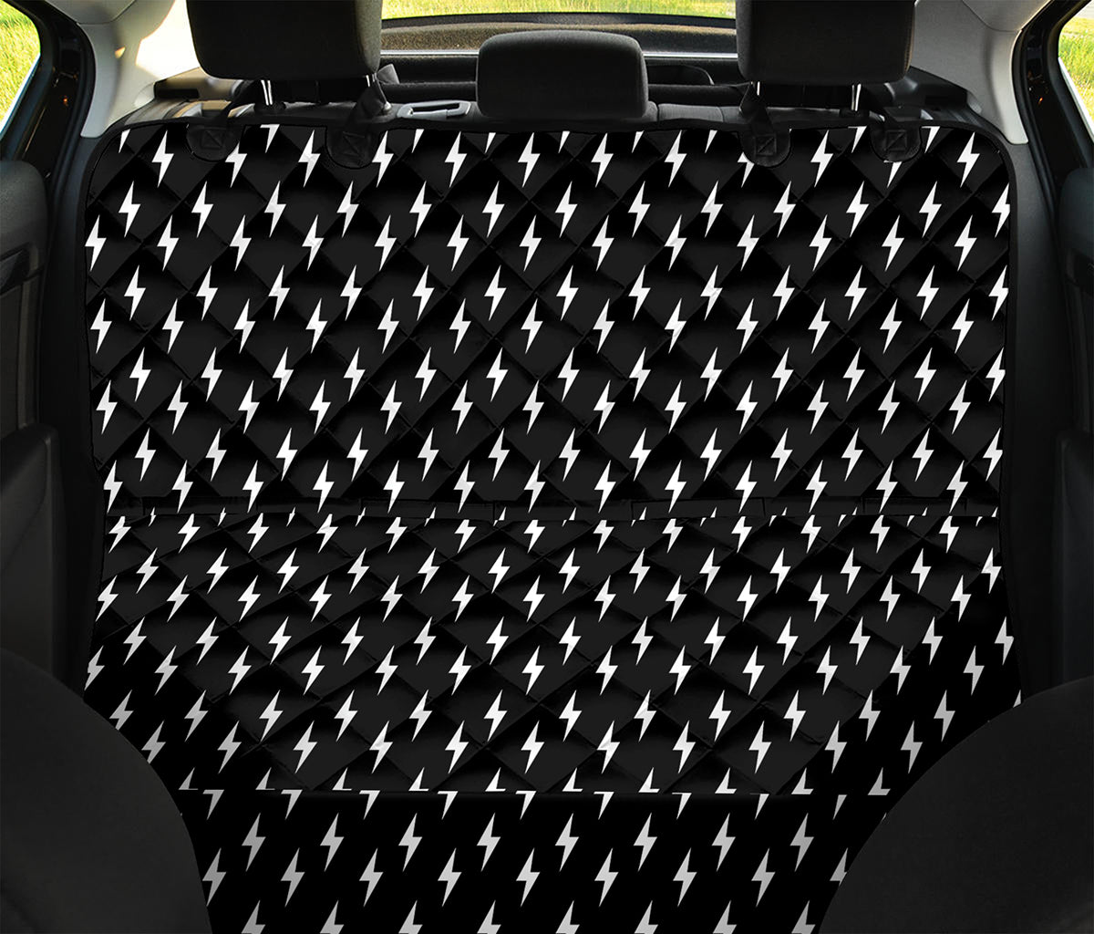 Black And White Lightning Pattern Print Pet Car Back Seat Cover