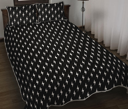 Black And White Lightning Pattern Print Quilt Bed Set