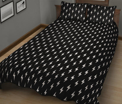 Black And White Lightning Pattern Print Quilt Bed Set