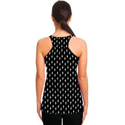 Black And White Lightning Pattern Print Women's Racerback Tank Top