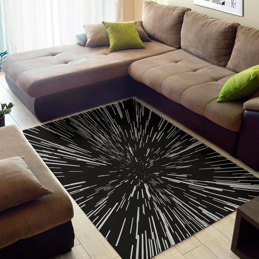 Black And White Lightspeed Print Area Rug