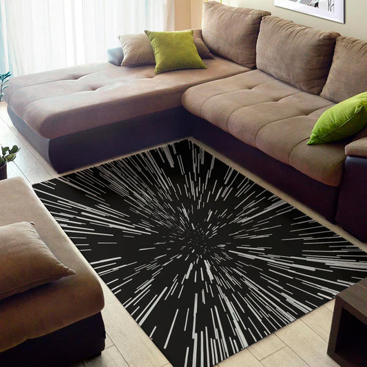 Black And White Lightspeed Print Area Rug