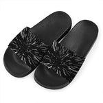 Black And White Lightspeed Print Black Slide Sandals