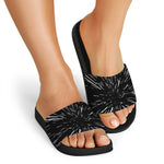 Black And White Lightspeed Print Black Slide Sandals