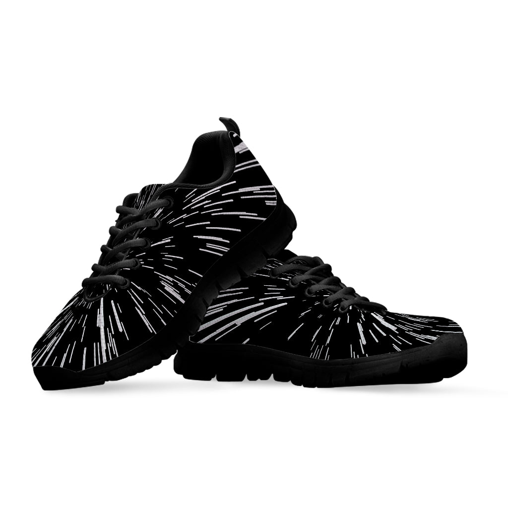 Black And White Lightspeed Print Black Sneakers