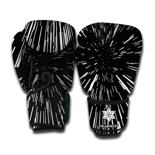 Black And White Lightspeed Print Boxing Gloves