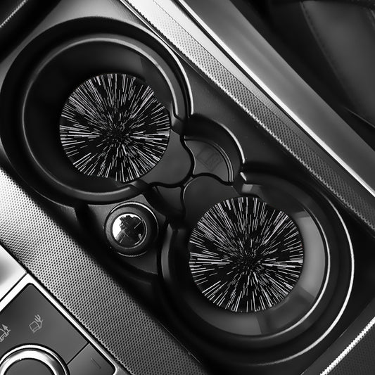 Black And White Lightspeed Print Car Coasters
