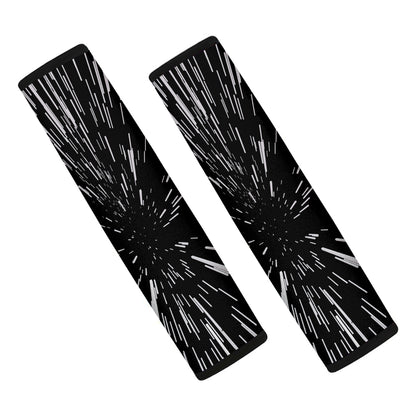 Black And White Lightspeed Print Car Seat Belt Covers