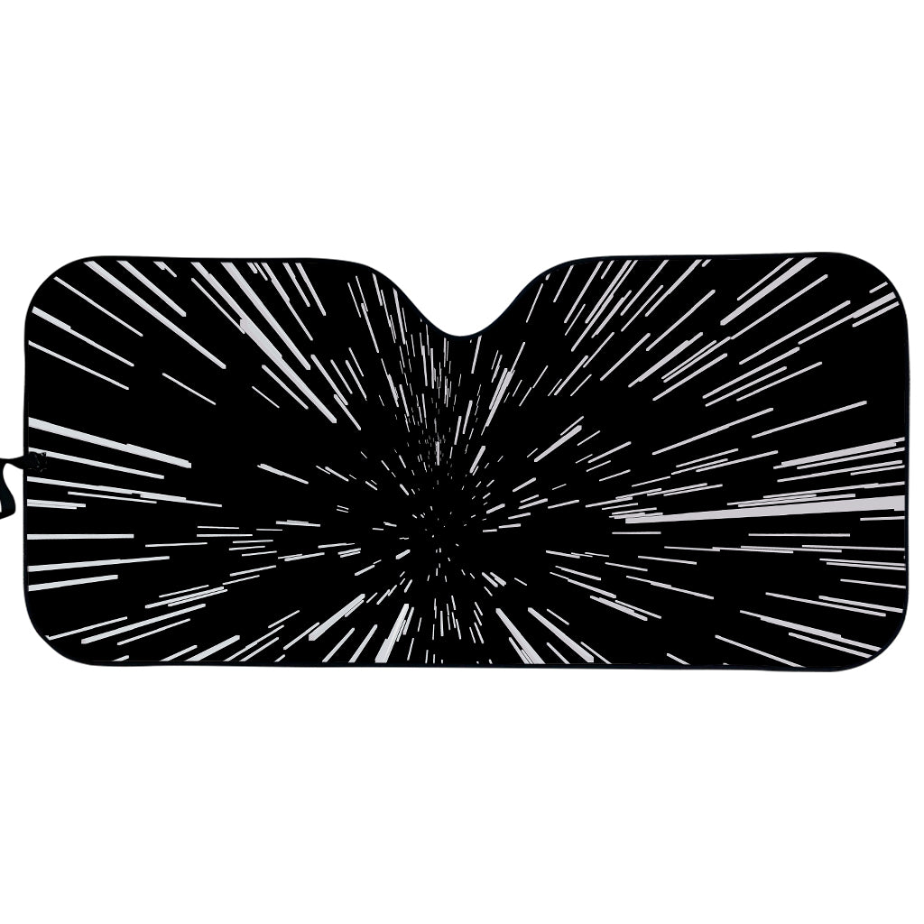 Black And White Lightspeed Print Car Sun Shade