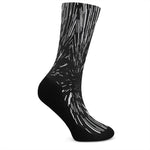 Black And White Lightspeed Print Crew Socks