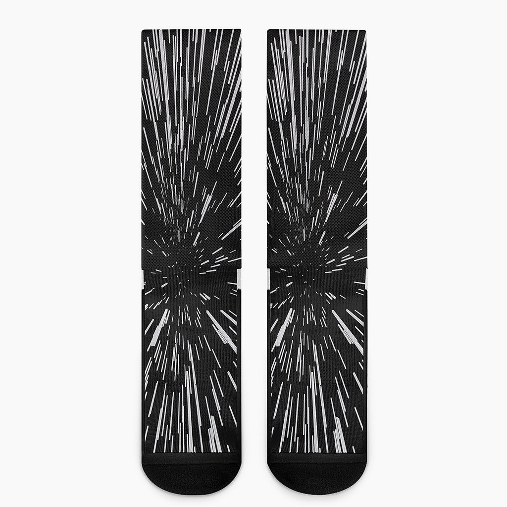 Black And White Lightspeed Print Crew Socks