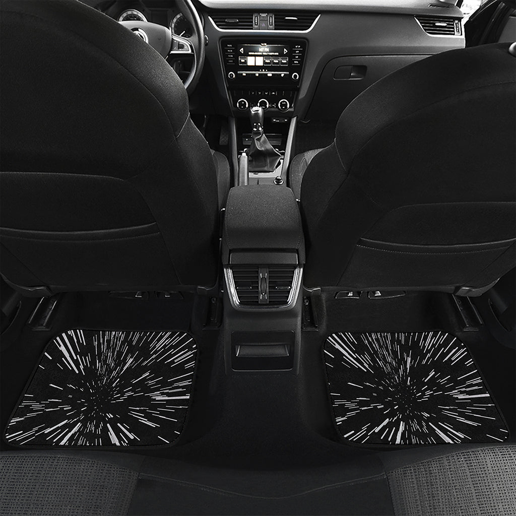 Black And White Lightspeed Print Front and Back Car Floor Mats