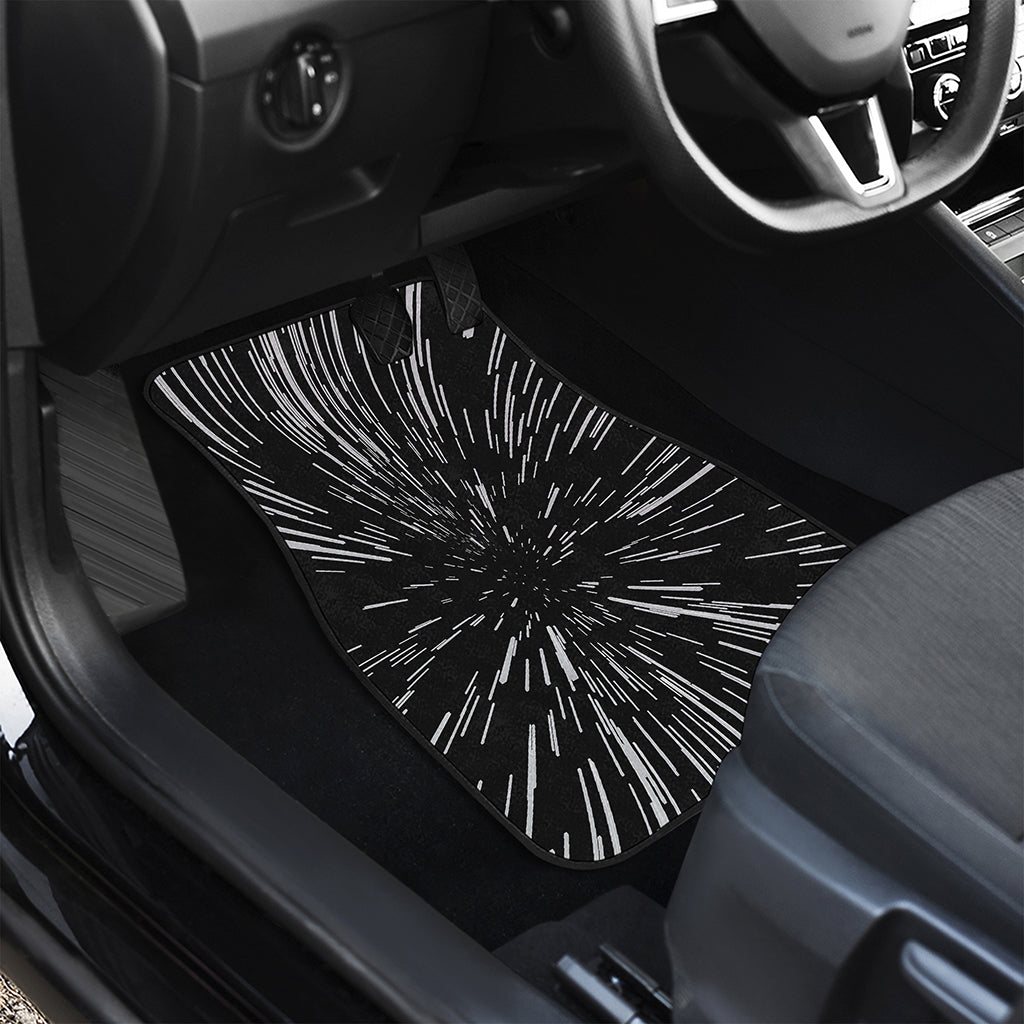 Black And White Lightspeed Print Front and Back Car Floor Mats