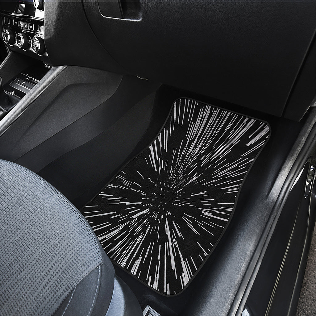 Black And White Lightspeed Print Front and Back Car Floor Mats