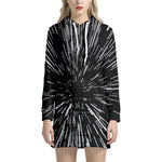 Black And White Lightspeed Print Hoodie Dress