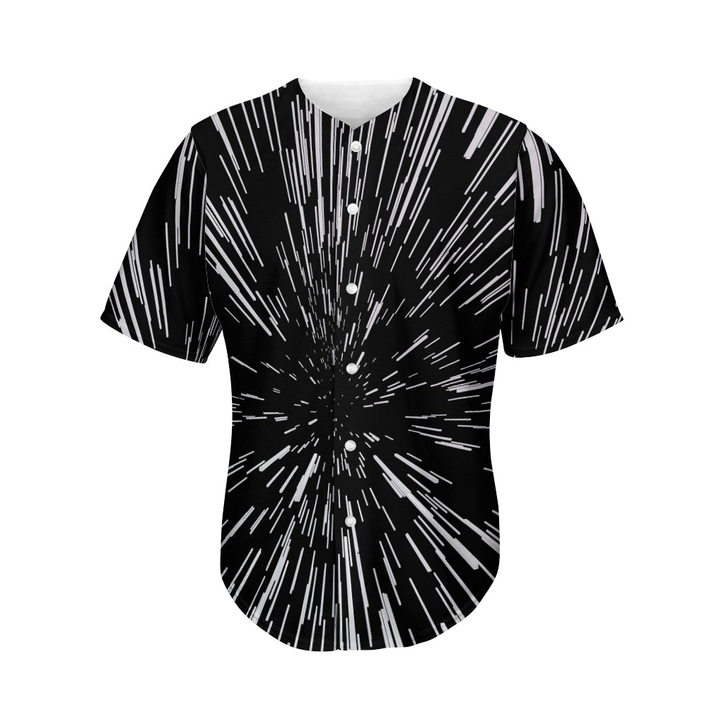 Black And White Lightspeed Print Men's Baseball Jersey