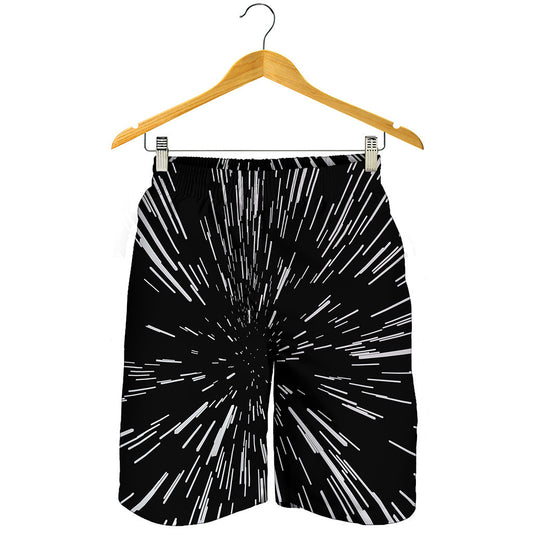 Black And White Lightspeed Print Men's Shorts