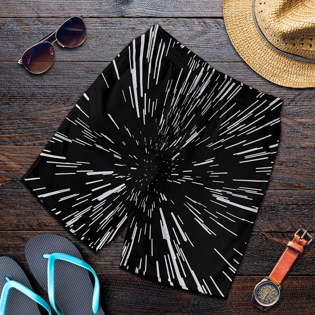 Black And White Lightspeed Print Men's Shorts
