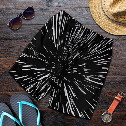 Black And White Lightspeed Print Men's Shorts