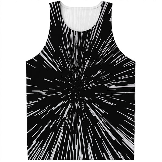 Black And White Lightspeed Print Men's Tank Top