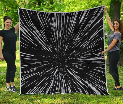 Black And White Lightspeed Print Quilt