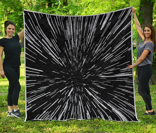 Black And White Lightspeed Print Quilt