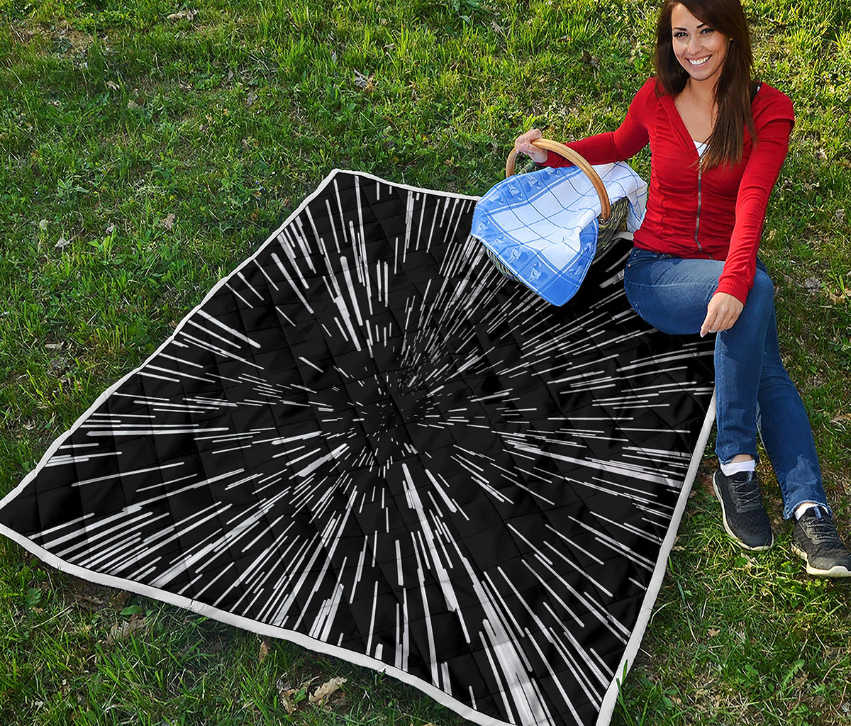 Black And White Lightspeed Print Quilt