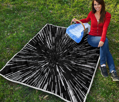 Black And White Lightspeed Print Quilt