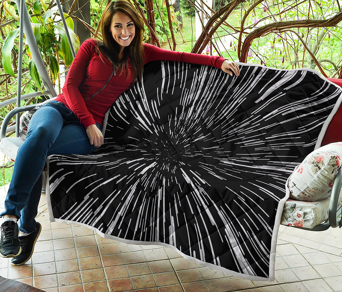 Black And White Lightspeed Print Quilt