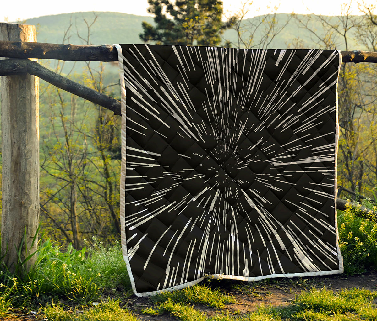 Black And White Lightspeed Print Quilt