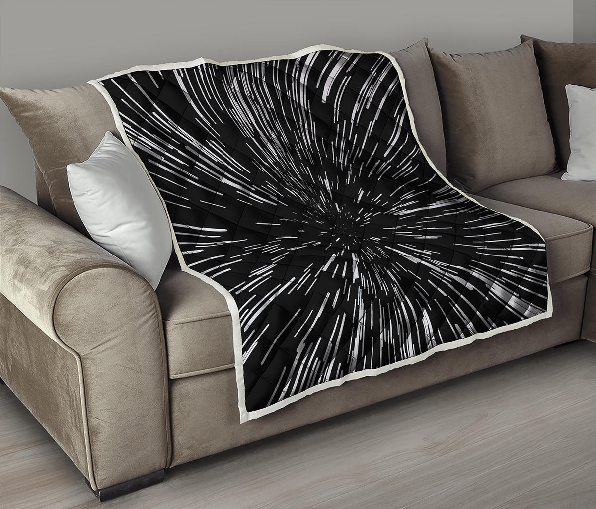 Black And White Lightspeed Print Quilt